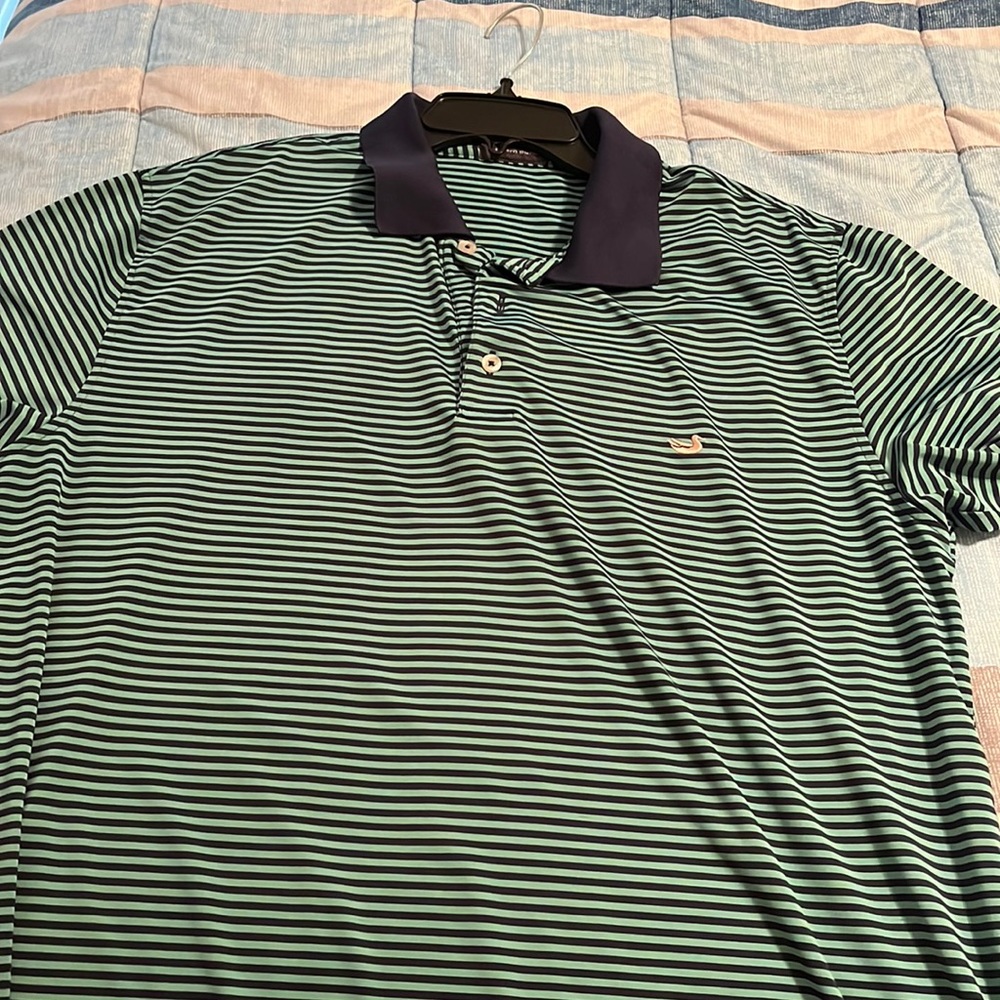 COPY - Green/Blue striped Southern Marsh polo